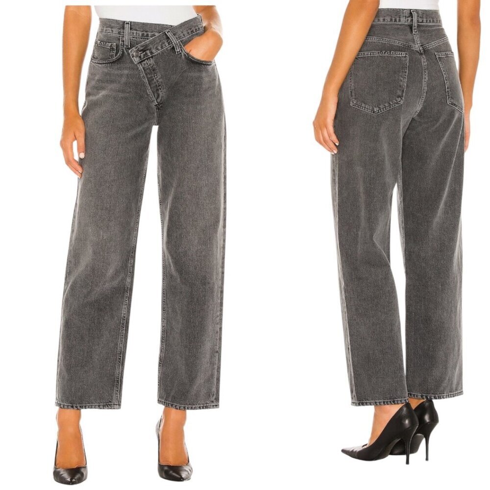 Agolde Criss Cross Straight Leg High Rise Jeans Size 26 In Synchronize Wash - Picture 4 of 10